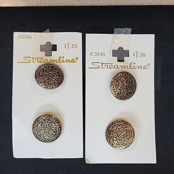 Streamline Vintage Gold Metal Buttons Card Set of 2 #K2046 - Picture 3 of 11